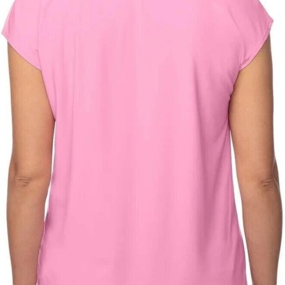 Buffalo David Bitton Women's Knit V-Neck with Cap Sleeve Blouse,Fondant Pink,XXL - Picture 2 of 4